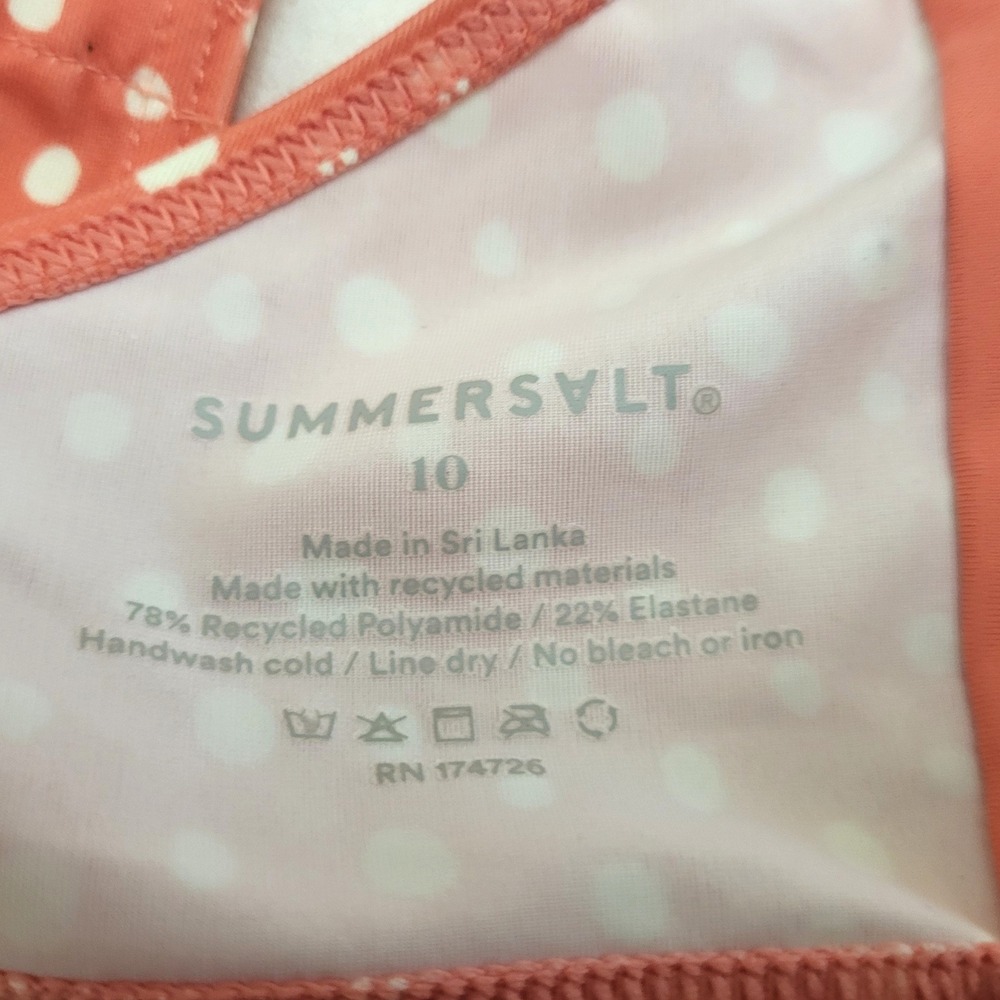 NWT Summersalt Coral Salmon Polka Dot Ruffle Oasis Bandeau Bikini Swim Top 10 - Picture 6 of 6
